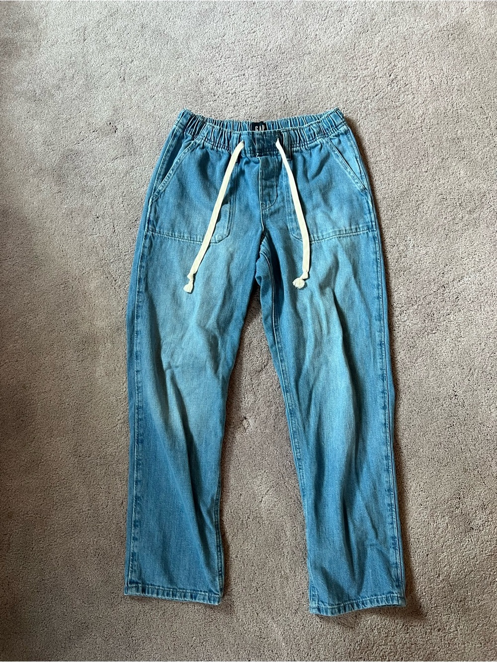 GAP Relaxed Light Blue Denim Jogger Pants with Drawstring